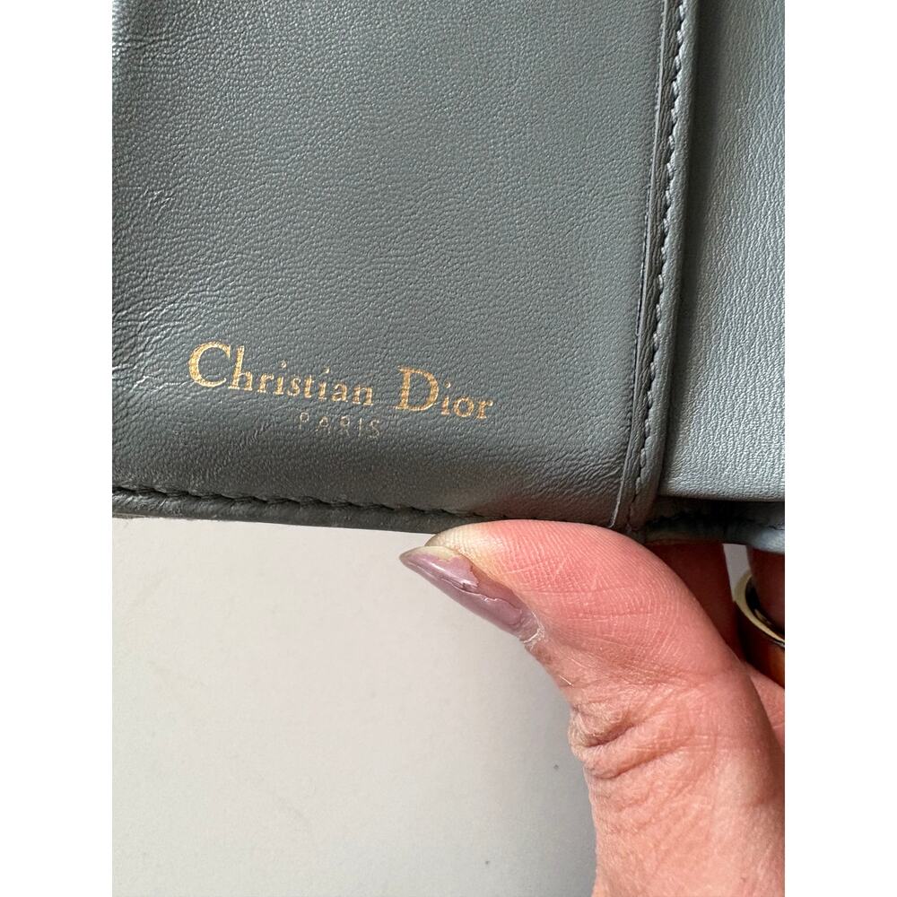 Christian Dior Saddle Lotus Trifold Wallet Blue Oblique Jacquard Gold D Charm - Picture 3 of 14
